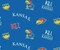 Licensed NCAA Kansas University Logo Toss Blue Fleece Fabric by the Yard